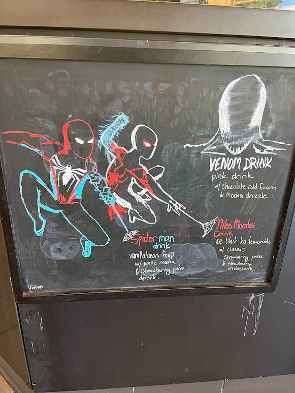 Look what we found! Spider-Man and Venom drinks. THWIP THWIP!